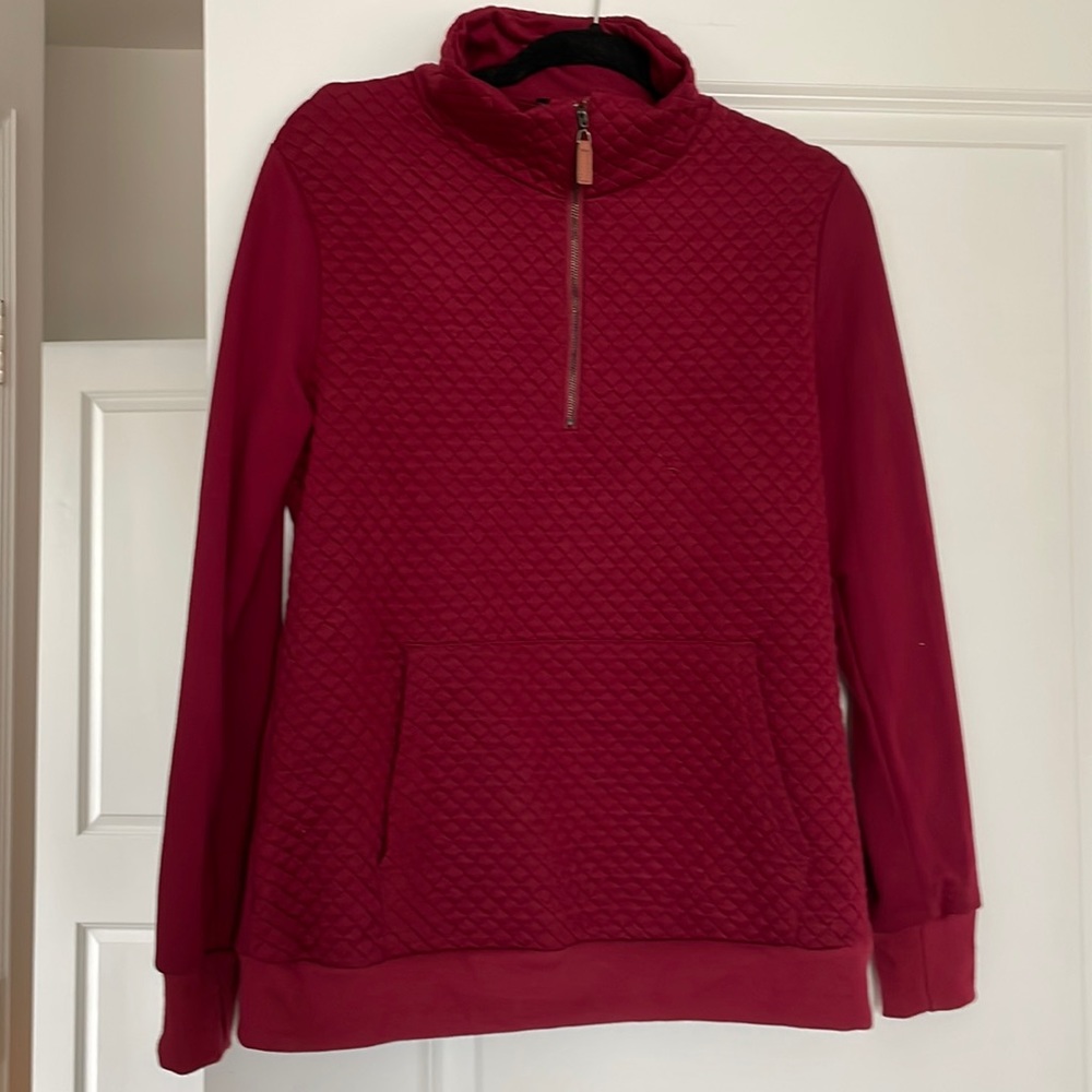 Half-zip pullover with kangaroo pocket
